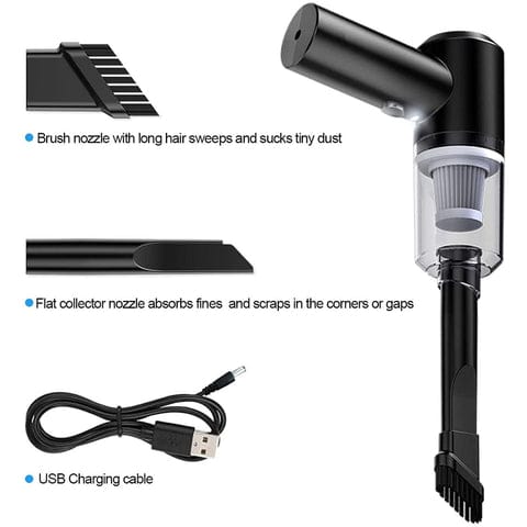 Aura & Aesthetics 3 in 1 mini vacuum for home with brush nozzle flat collector and USB charging cable