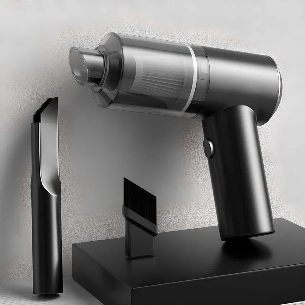 Aura & Aesthetics 3 in 1 mini vacuum for home with detachable brush and crevice nozzle in black